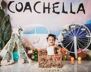 Coachella themed boho cake smash photoshoot