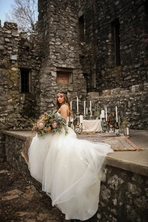 Boho bridal session at old ruins in Parker County