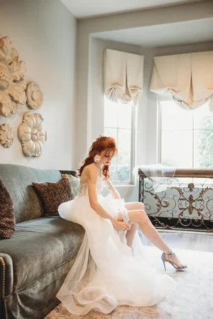 Bride getting ready in natural light DFW interior