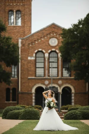 Historic campus bridal photo in DFW area